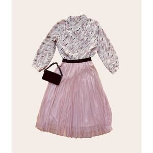 Tulle Midi Skirt Pink Elastic Waistband Size M